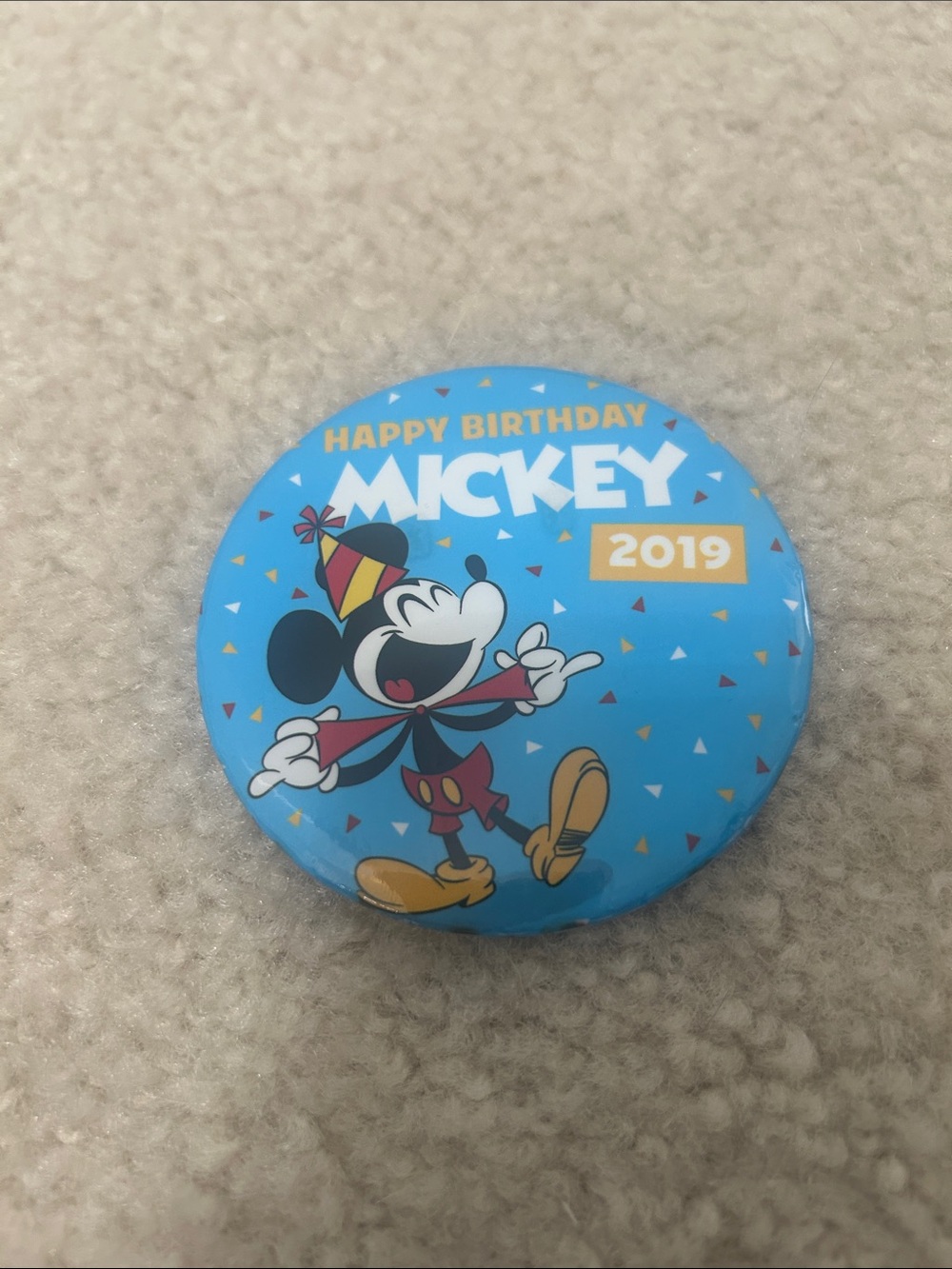 Disney Parks Mickey Happy Birthday Button Badge - Blue